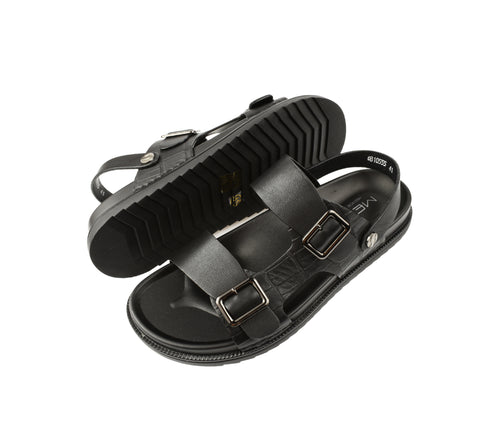 Sandale casual, barbati, MELS OB10555, negru, piele naturala